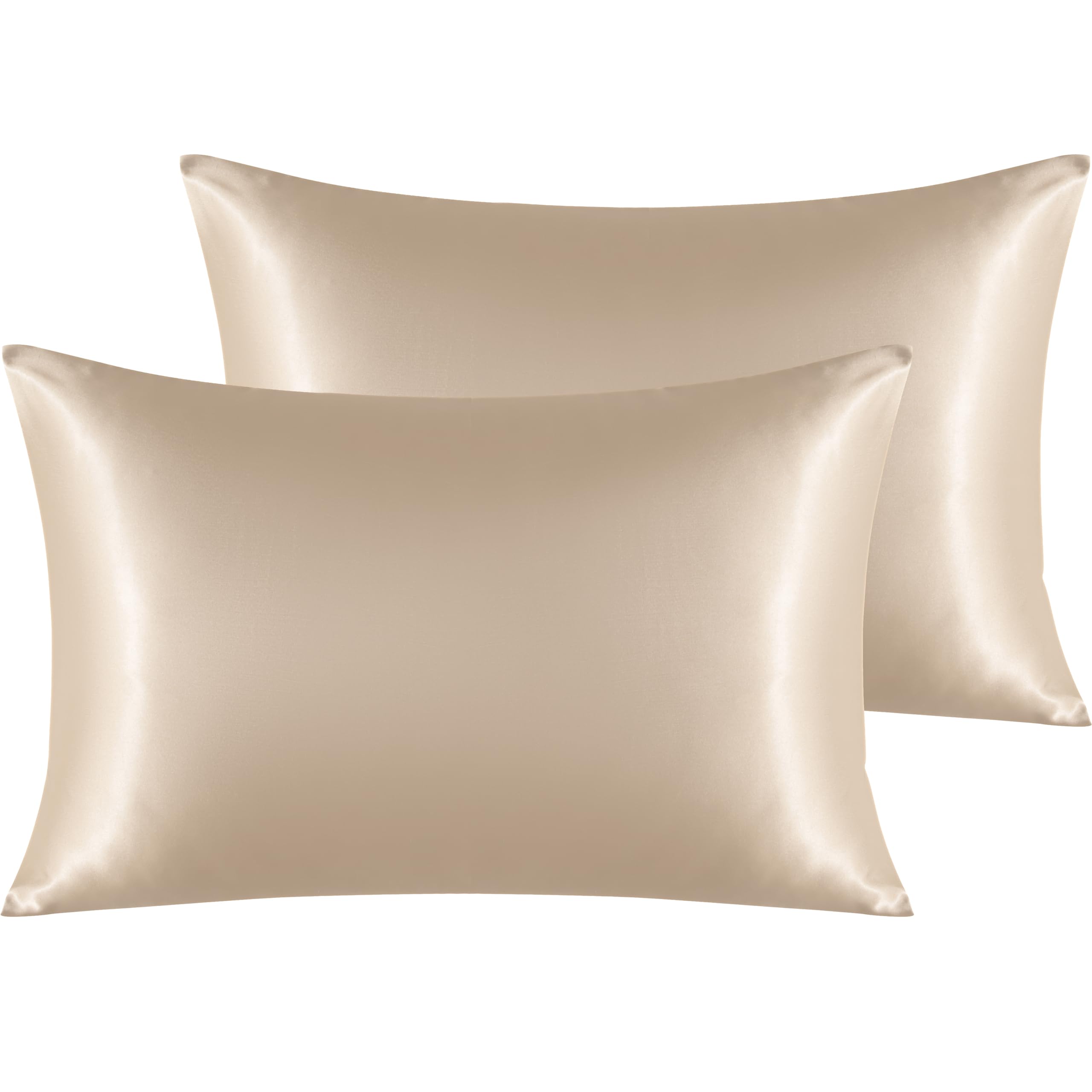 Ntbay 2 Pack Satin Standard Pillowcases For Hair And Skin, Luxurious And Silky Pillow Cases With Envelope Closure, 20X26 Inches, Taupe